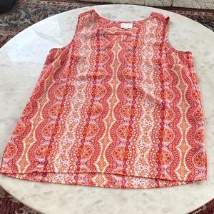 Violet & Claire Vibrant Sleeveless Blouse - Orange and Pink
